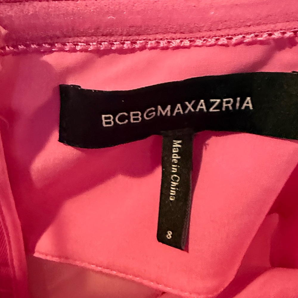 BCBGMAXAZRIA OLY Tiered Ruffle Tulle Gown flamingo pink size 8 - Picture 6 of 8